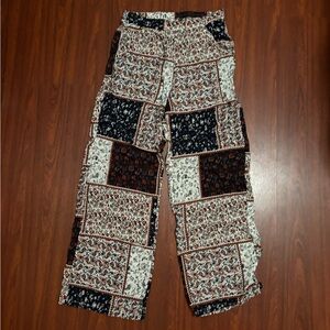 comfy flowy primark patch pants red orange white blue